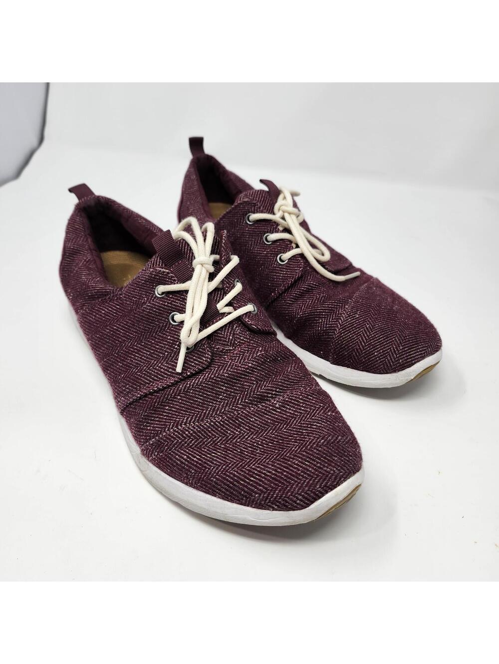 TOMS Del Rey Burgundy Herringbone Sneakers Womens Size 9